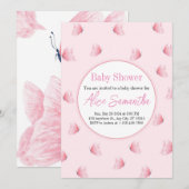 Baby shower voor roze vlinder kaart (Voorkant / Achterkant)