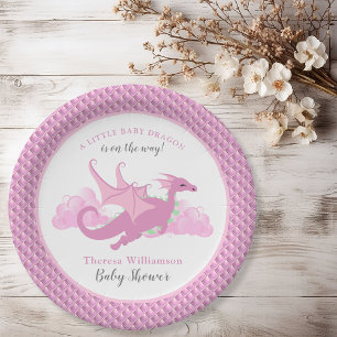 Baby shower voor roze whisky dragon papieren bordje
