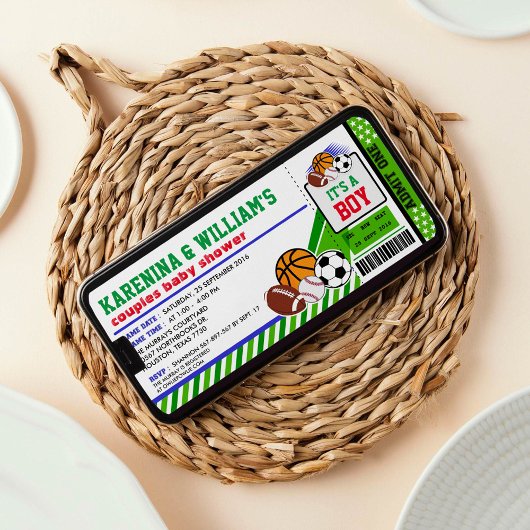 Baby shower voor sportkaartenbonnen kaart