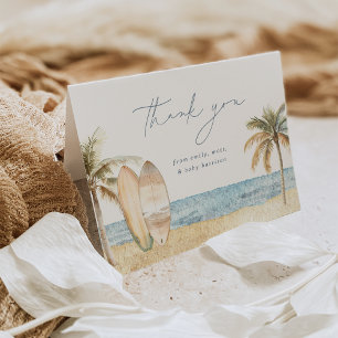 Baby shower voor Surven aan de kust Bedankkaart