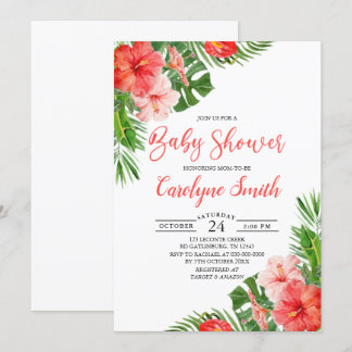 Baby shower voor tropische Lijst Waterverf van tro Kaart