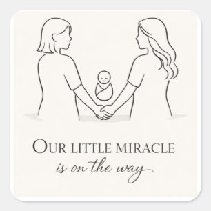 Baby shower voor twee moeders vierkante sticker
