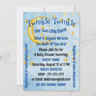 Baby shower voor tweelingjongens, platte Kaart
