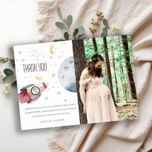 Baby shower voor ultraviolet ruimtevaartuig bedankkaart