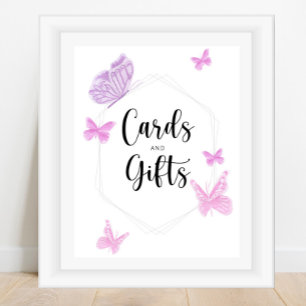 Baby shower voor vlinderkaartjes en geschenken poster