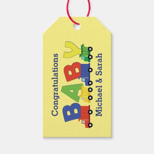 Baby shower voor vrachtwagens cadeaulabel (Voorkant)