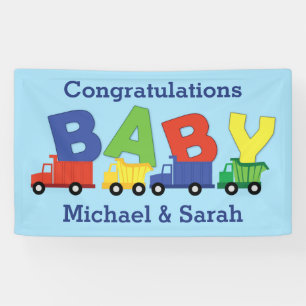 Baby shower voor vrachtwagens spandoek