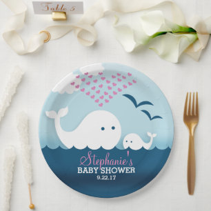 Baby shower voor walvissen (meisjes) papieren bordje