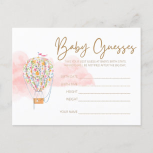Baby shower voor Warm luchtballon, Briefkaart voor