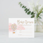 Baby shower voor Warm luchtballon, Briefkaart voor (Staand voorkant)