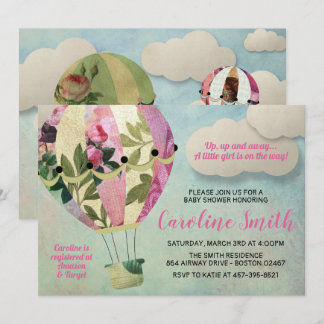 Baby shower voor warmluchtballon kaart