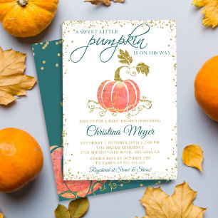 Baby shower voor Waterverf met script pomkin Glitt Kaart