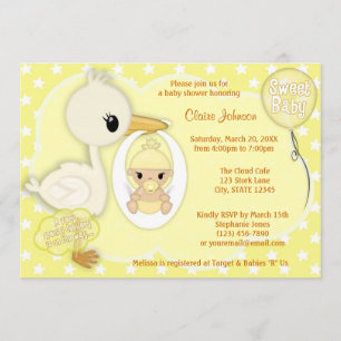 Baby shower voor winkelbestelling GEEL 4A Kaart
