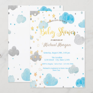 Baby shower voor wolken en staren kaart