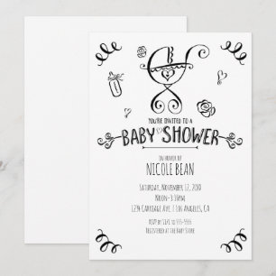 Baby shower voor zwarte en witte whiskyroller kaart