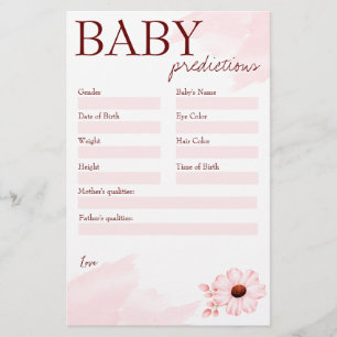 Baby shower voorspellingsspel roze voor een meisje briefpapier