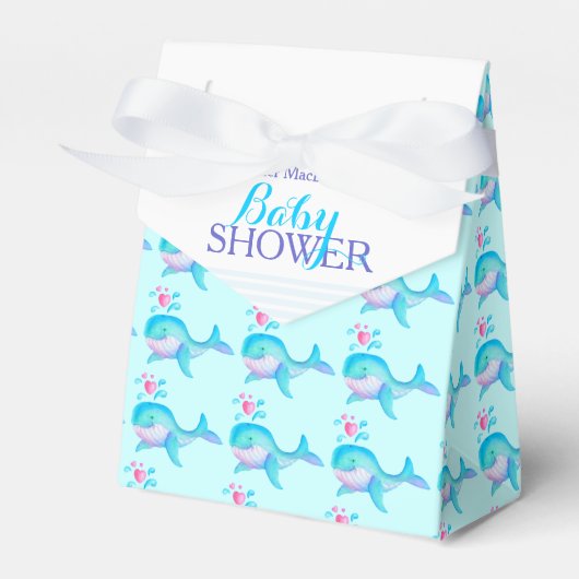Baby shower walvissen aqua wit geschenk gunst doos bedankdoosjes (Voorkant Zijde)