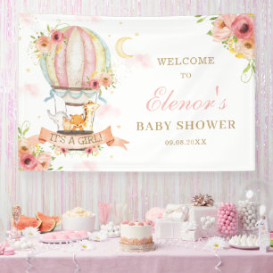 Baby shower warm luchtballon spandoek