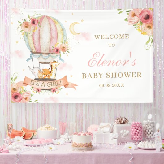 Baby shower warm luchtballon spandoek (Feest)