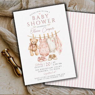 Baby Shower Waskleine Roze Meisje Baby Shower Kaart