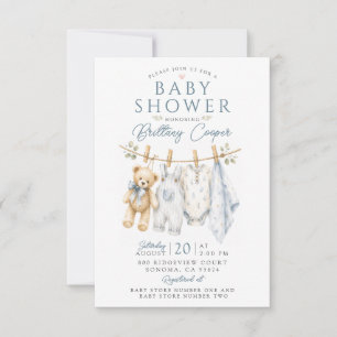 Baby Shower Waslijn Blauwe Jongen Baby Shower Kaart