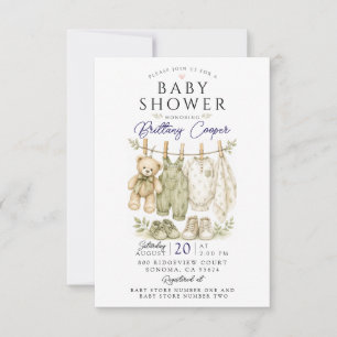 Baby Shower Waslijn Salie Groen Baby Shower Kaart