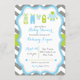 Baby shower waslijn uitnodiging