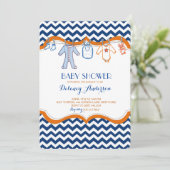 Baby Shower Waslijn Uitnodigingen (Staand voorkant)