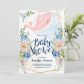 Baby shower | Watercolor Pink Whale Invitation (Debout devant)