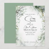 Baby shower- Waterverf Bladzijde Kaart (Voorkant / Achterkant)