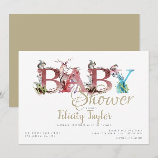 Baby shower Waterverf bossen Kaart (Voorkant / Achterkant)