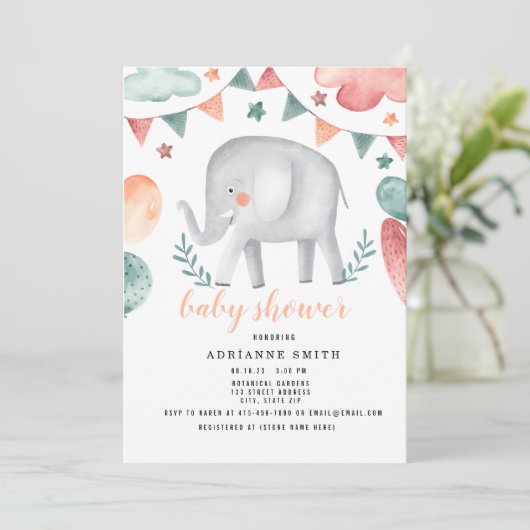 Baby shower Waterverf Dier Save The Date (Staand voorkant)
