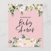 Baby shower waterverf florale crème (Achterkant)