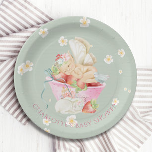Baby shower Waterverf Girl Fairy Cute Rabbit Papieren Bordje