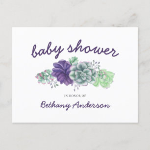 Baby Shower Waterverf Guirlande van Succulenten Uitnodiging Briefkaart