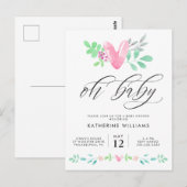 BABY SHOWER | Waterverf Hart Floral Briefkaart (Voorkant / Achterkant)