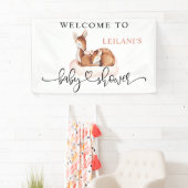 Baby shower Waterverf Herten Pink Cloud Welkom Spandoek (Insitu)