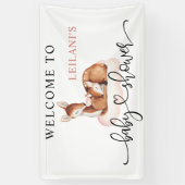 Baby shower Waterverf Herten Pink Cloud Welkom Spandoek (Verticaal)