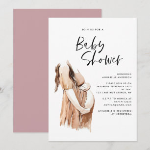 Baby shower waterverf illustratie eenvoudig script