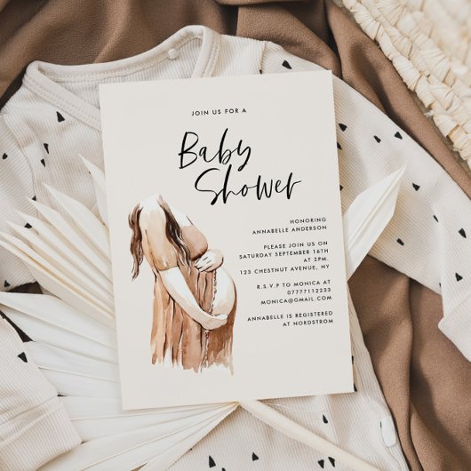 Baby shower waterverf illustratie eenvoudig script