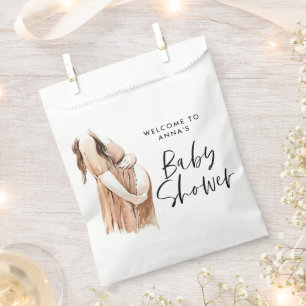Baby shower waterverf illustratie eenvoudig script bedankzakje