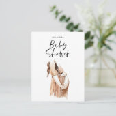 Baby shower waterverf illustratie eenvoudig script briefkaart (Staand voorkant)