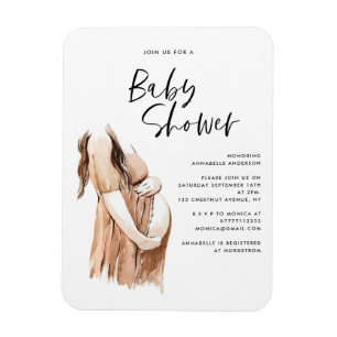 Baby shower waterverf illustratie eenvoudig script magneet