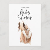 Baby shower waterverf illustratie eenvoudig script uitnodiging briefkaart (Voorkant)