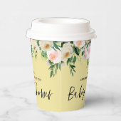 Baby shower waterverf lemon roze floranje schrift papieren bekers (Rechts)