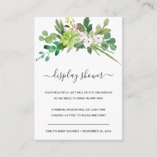 Baby shower WATERVERF MET SUCCULENT FOLIAGE Informatiekaartje