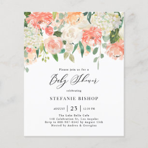 Baby shower waterverf Perzikbloem en Ivory Flowers