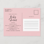 Baby shower waterverf roze girale vorm uitnodiging briefkaart (Achterkant)