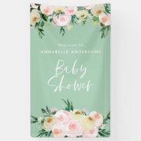 Baby shower waterverf roze roze floranje schrift