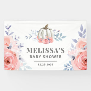 Baby Shower Waterverf Roze Rozen Bloemenkroon Pomp Spandoek